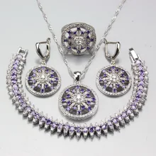Брелок от manny круглый полый Фиолетовый Кристалл 925 пробы Серебряные Ювелирные наборы серьги кулон ожерелье браслет новое поступление