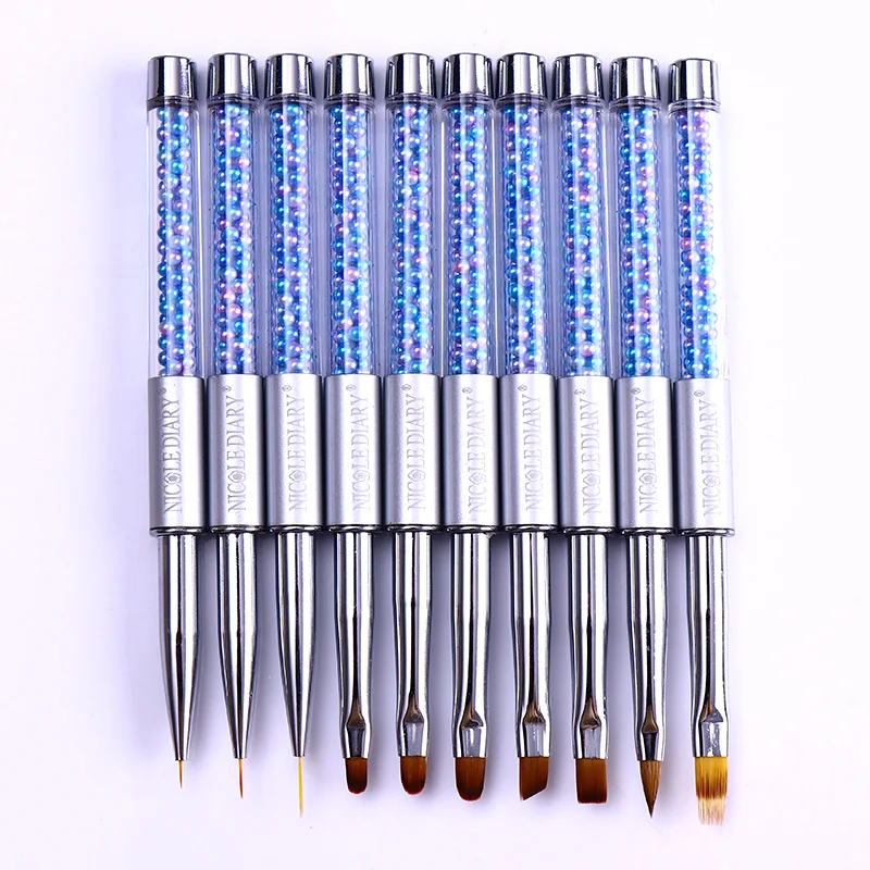 NICOLE DIARY УФ-Гелевая Кисть-вкладыш, ручка для рисования, акриловая кисть для рисования ногтей, градиентные Стразы, ручка для маникюра, инструмент для дизайна ногтей