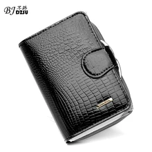 2016 en cuir Verni portefeuille en cuir véritable bref paragraphe femelle zéro portefeuille Plaque de Cuisson boucles un sac à main Contracté design de mode
