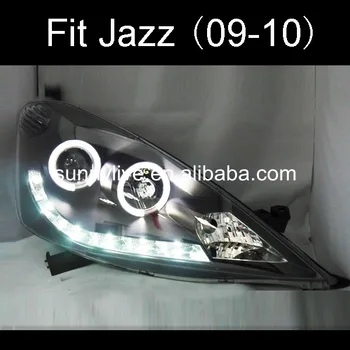 

2009-2010 year For Honda for Fit Jazz LED Head Lamps Black Housing SN