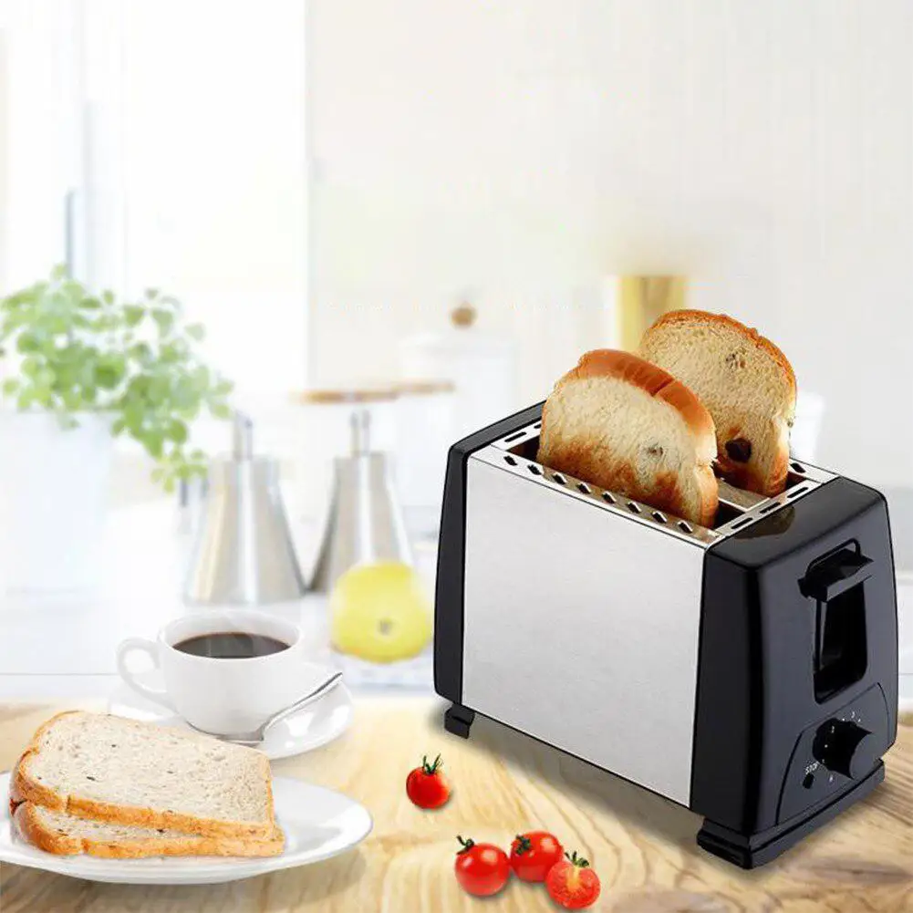 

Adoolla Mini Electric Toaster Stainless Steel 2 Slices Bread Baking Maker for Breakfast
