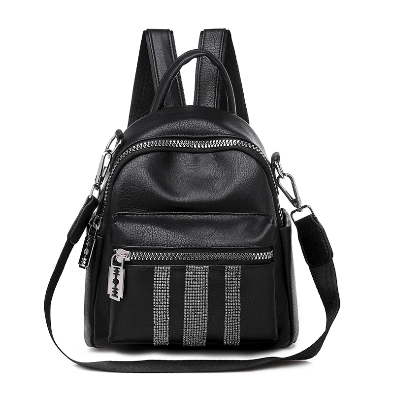 Vfemage кожаный рюкзак женская сумка через плечо женские маленькие рюкзаки модные школьные сумки для девочек многофункциональные рюкзаки Sac - Цвет: large black
