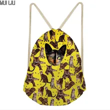 Индивидуальные изображения женская сумка на шнурке для девочек милые животные кошки собаки печати мини школьные сумки для подростков дети мода упаковка сумки