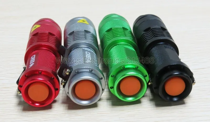 4 цвета микс Цвет CREE Q5 светодиодный фонарик портативный, для уличного спорта 7 Вт высокой мощности Мощность фокус Масштабируемые светодиодный фонарик