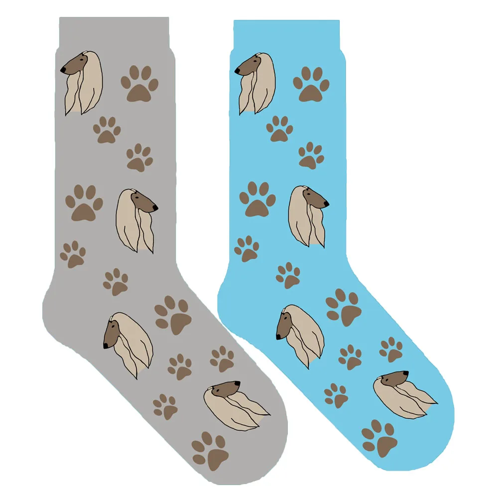 ORIGINAL dog paw socks women Afghan hound dog theme gift fun crew socks with pup creative 50 pair/lot EU 38-43