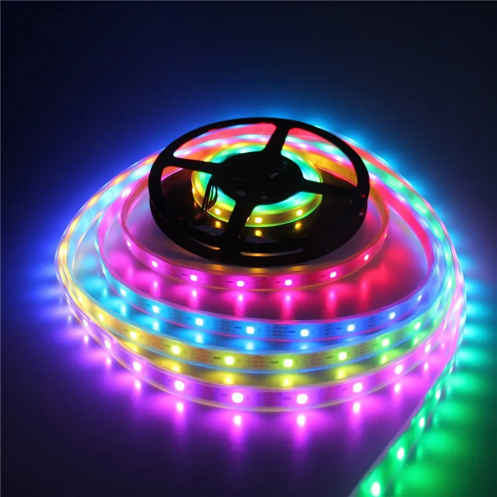 

5m DC5V ws2812 ic5050 RGB individually addressable led dream color pixels strip non-waterproof /Waterproof Ip67 Black/White PCB