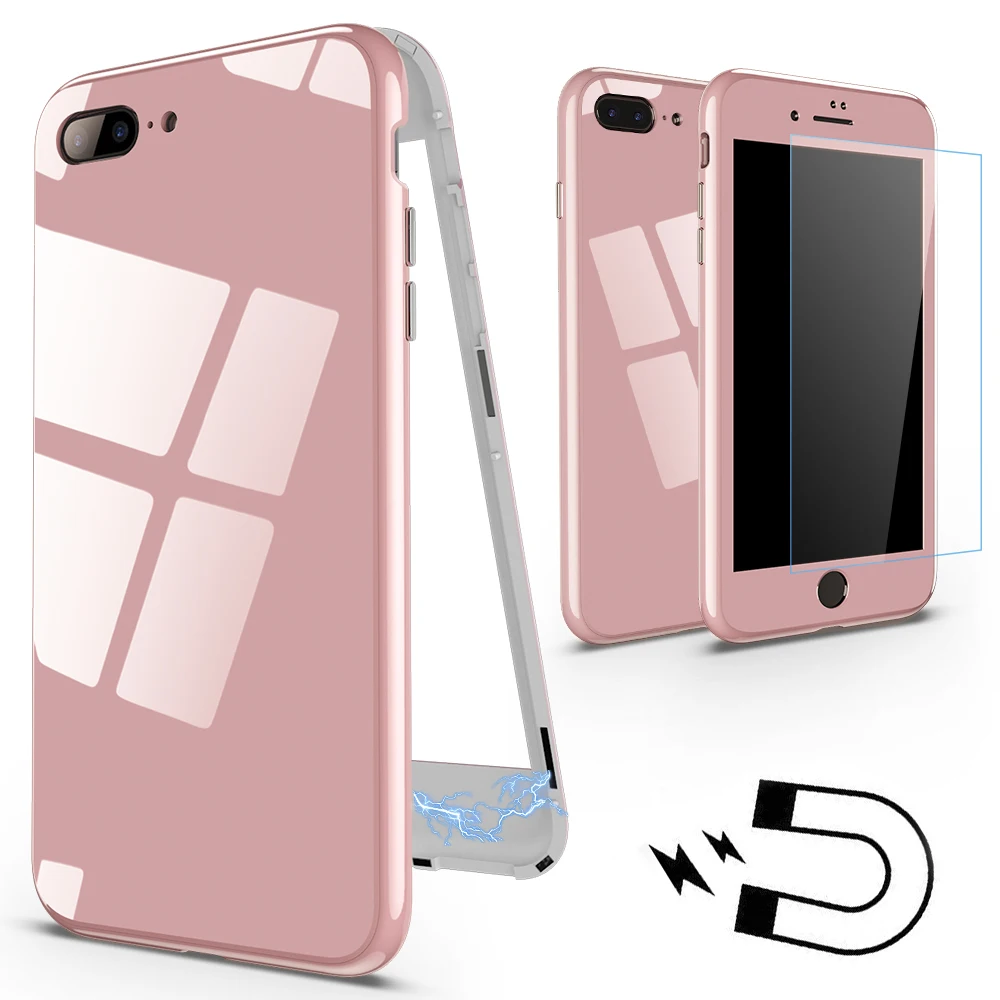 Магнитный флип-чехол для телефона iPhone 5 5S X 6 S 7 8 Plus ультра-тонкий закаленное стекло