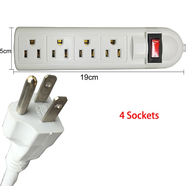 US Power Tap Sockets AC125V 15A Electrical Strip USA Canada Mexico Plug