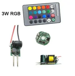 1 компл. 3 Вт 10 Вт 15 Вт RGB RGBW светодио дный свет лампы часть + затемнения ИК Процессорная плата + ИК-пульт дистанционного + AC110V ~ 220 В/DC12V светодио