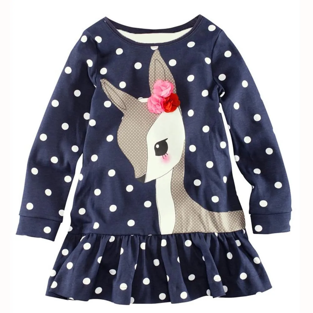 

Baby Girls Kids fashion Autumn Clothes Long Sleeve Deer Tops T-Shirt Dress sep26