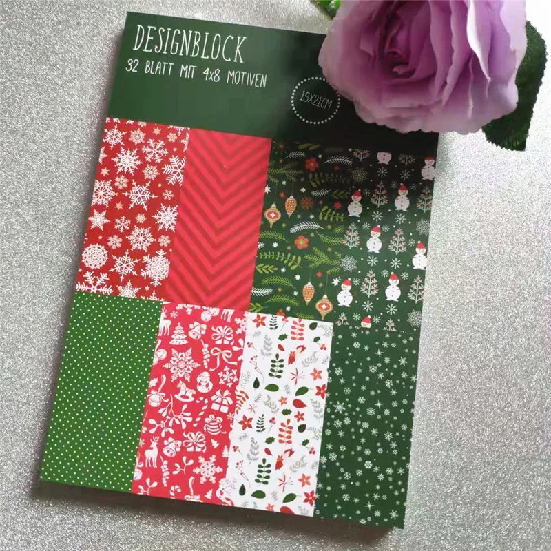 

A5 32sheets Christmas Scrapbook paper origami Paper Pack for Background Planner/Card Making/Journaling Project/Home Deco