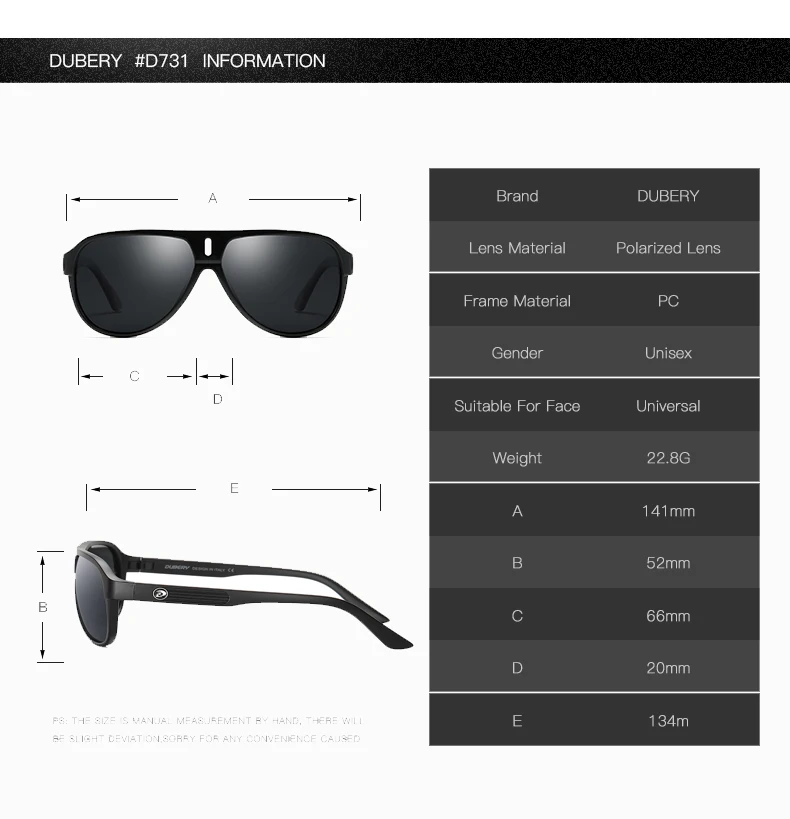 DUBERY Sport Sunglasses Polarized For Men Sun Glasses Goggle Driving Personality Color Mirror Luxury Brand Designer UV400