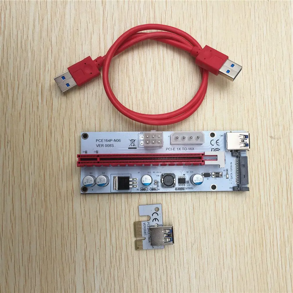 3 в 1 4 Pin 6 SATA molex Питание pci-e PCI 1x к 16x ЭКСПРЕСС riser card с светодиодный свет 008 S для Antminer