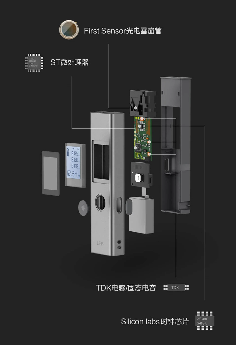 Xiaomi Duka 40 м LS-P дальномер USB флэш-зарядка лазерный дальномер точность измерения Портативный дальномер