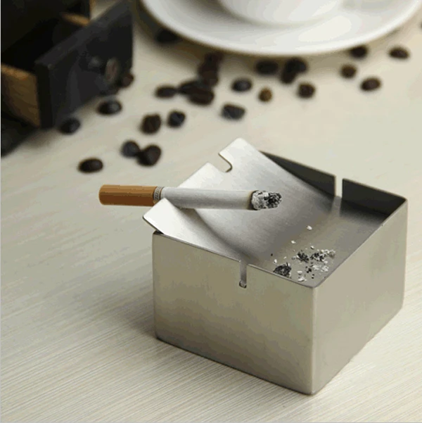 Stainless steel clamshell fashion windproof ashtray teetered square carin Ashtrays from Home