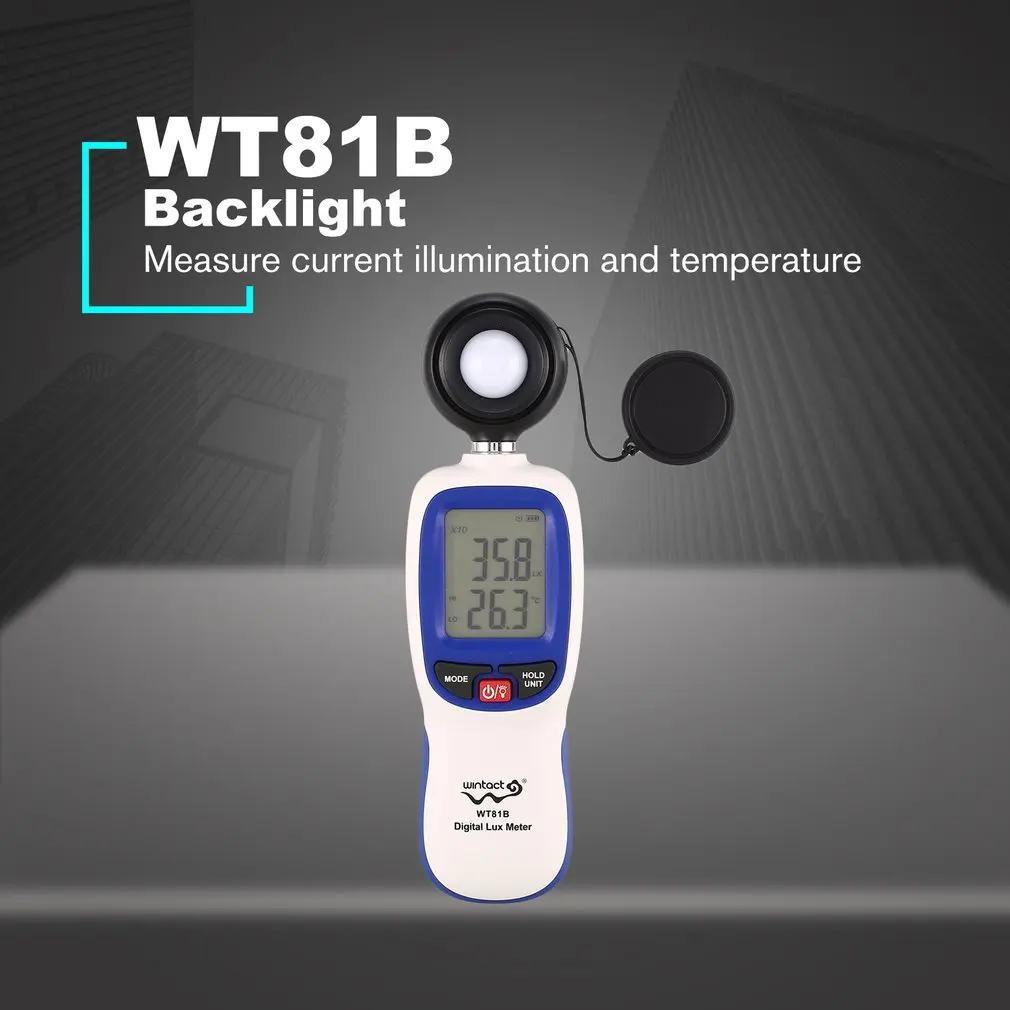 WINTACT WT81B Цифровой Люксметр Bluetooth Мини Измеритель освещенности ручной Lux тестер
