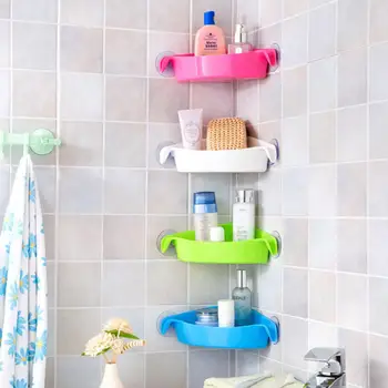 

Adeeing Triangular Corner Shelf with Double Suction Cup Draining Rack Storage Rack for Kitchen Bathroom Home Decoration