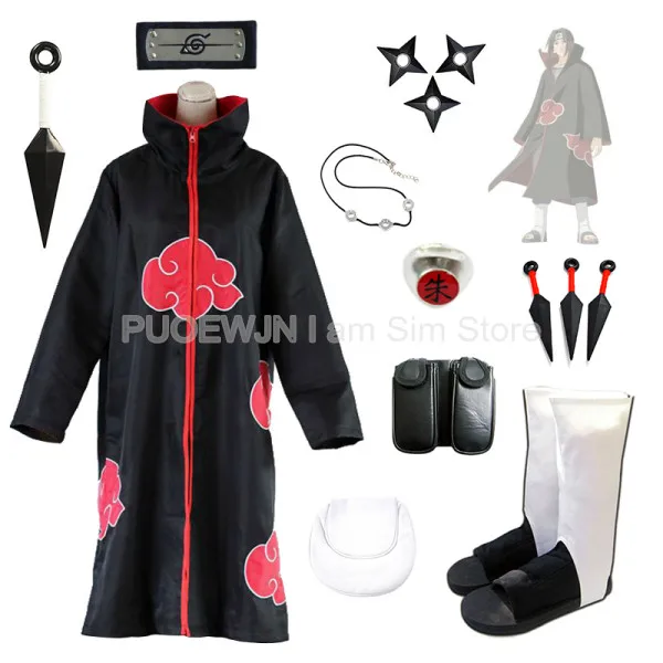 

Anime Naruto Uchiha Itachi Cosplay Costume Suits Full Set