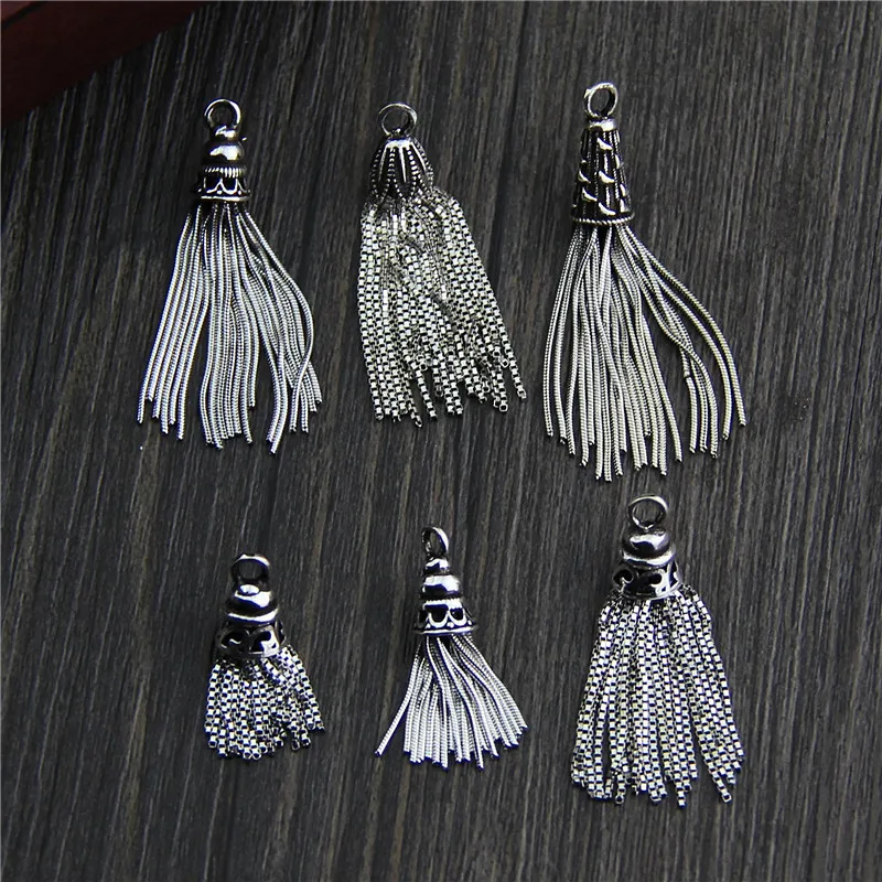 

Real 925 Sterling Silver Tassels Charms Pendant Fit DIY Earrings Bracelet Pendant Necklace Fine Jewelry Findings Accessories