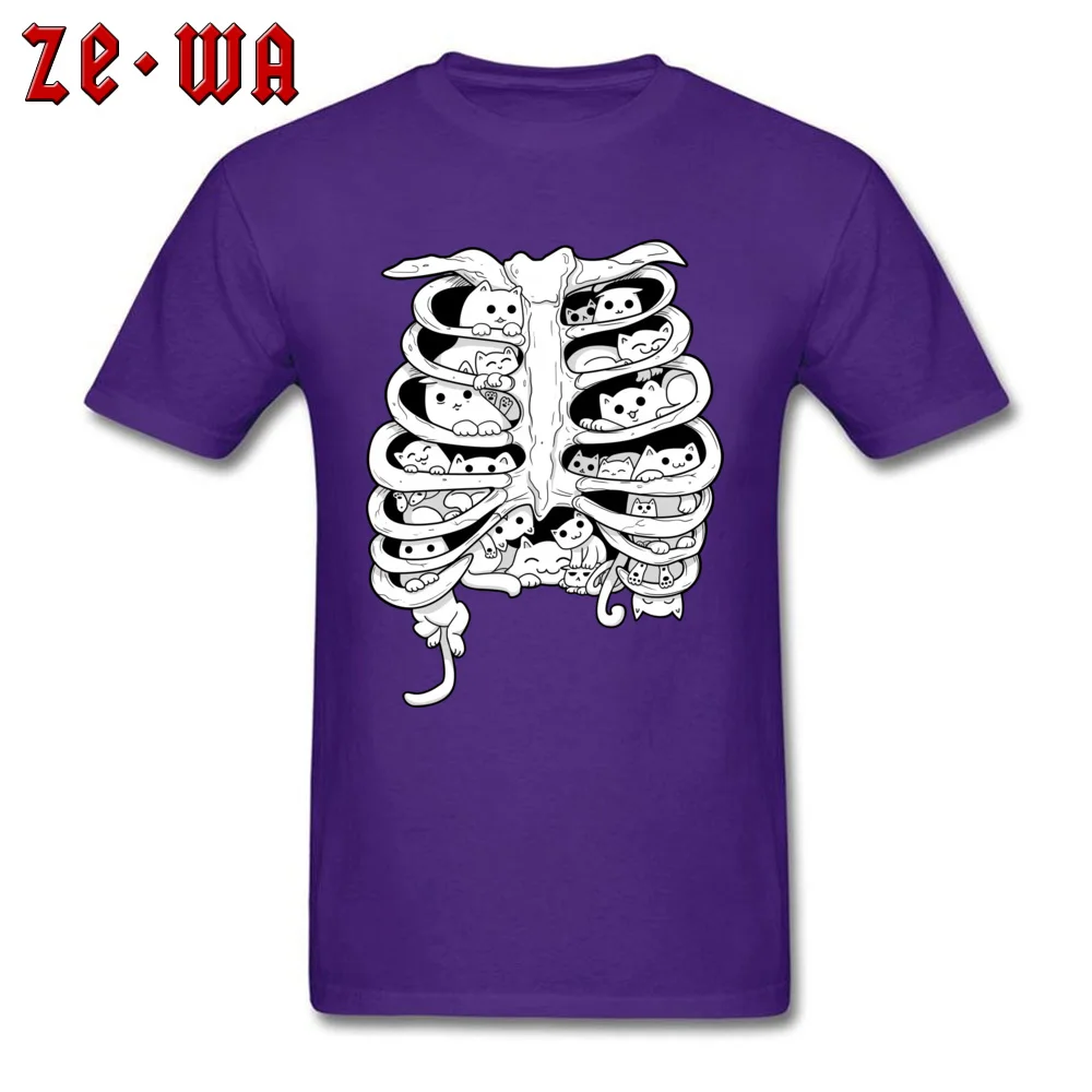 C.A.T.S T-shirts Fashionable Short Sleeve cosie Pure Cotton Crew Neck Men Tees Funny Tops T Shirt Summer/Autumn C.A.T.S purple