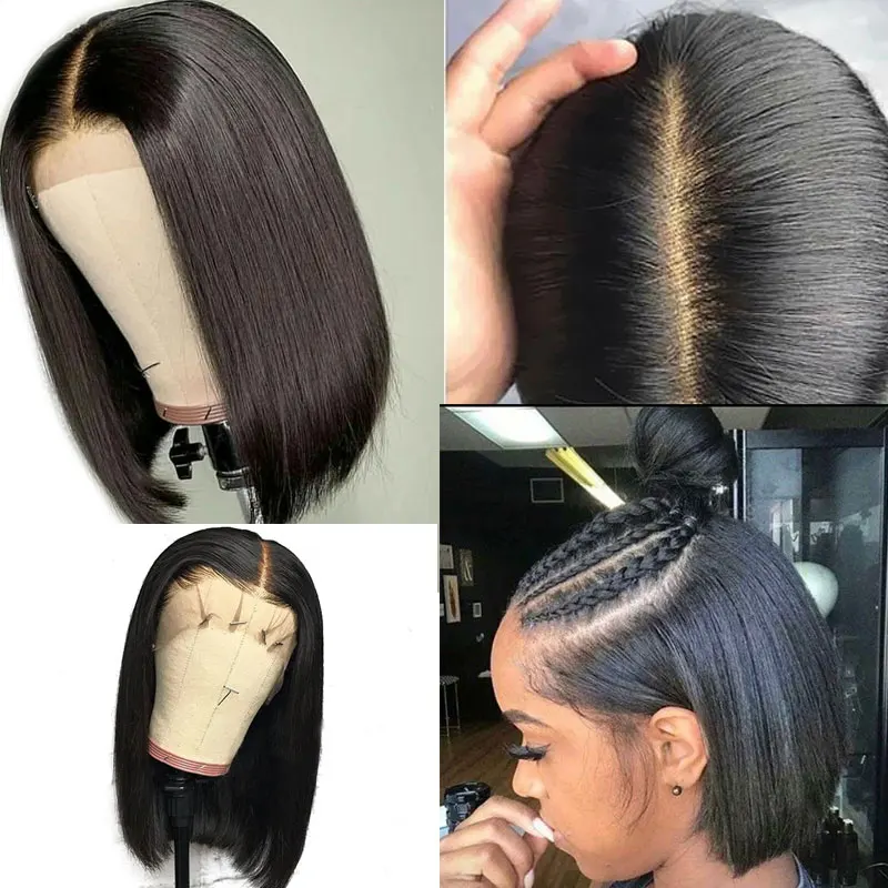 

13x6 Deep Part PrePlucked Lace Front Human Hair Wigs Straight Brazilian Remy Pixie Cut Short Bob Lace Front Wigs For Black Women