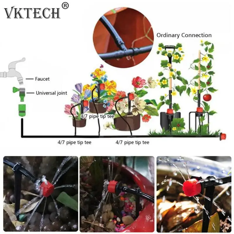 25 м DIY система капельного орошения сад автоматический поливный шланг Регулируемый садовый мини опрыскиватель комплект садовые наборы для