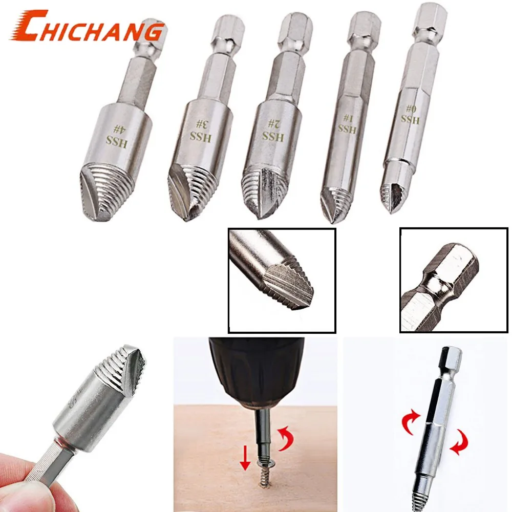 

Damaged Screw Extractor and Remover Set,Hexagonal Handle Stripped/Damaged Screws Remover, Broken Bolt Extractor Drill Bits Kit