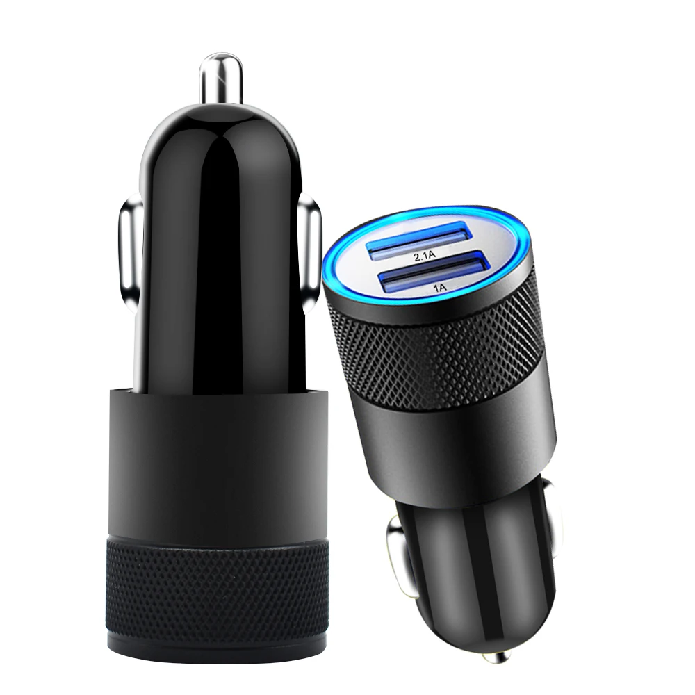 

LED 5V Metal Dual USB Car Charger Aluminium Alloy 3.1A Aluminium Alloy Car Cigarette Lighter Adapter car Styling