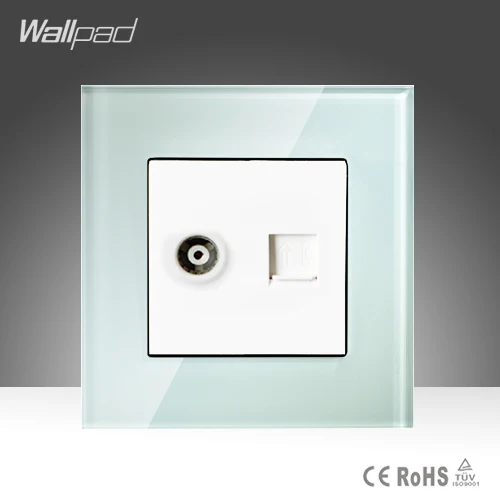 Телевизор + TEL Sokcet Wallpad белое закаленное стекло RJ11 телефонная и телевизионное