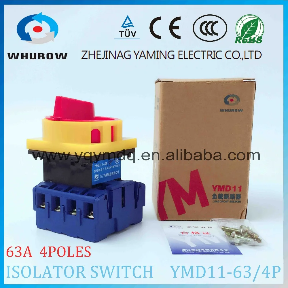 

Isolator switch YMD11-63A 4P load break switch universal power cut off switch on-off changeover cam switch 8 sliver contacts