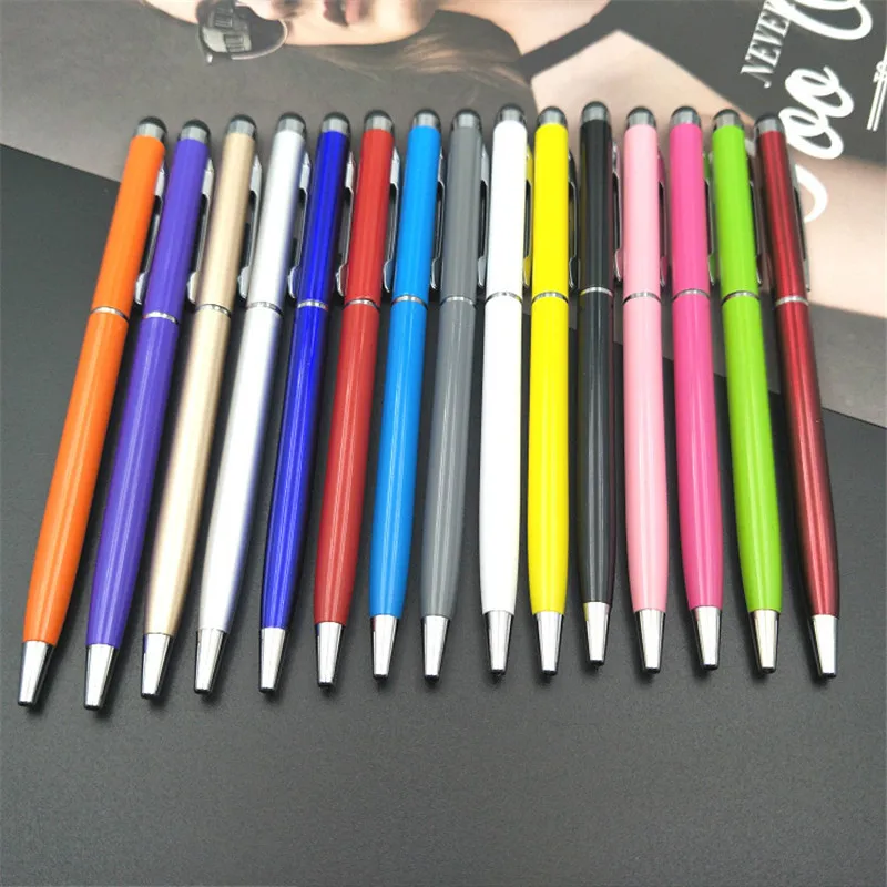 

wine red ballpoint pen Originality Metal Touch Pen Touch Screen Stylus Tablet Smart Phone Capacitor Stylus Black ink refill