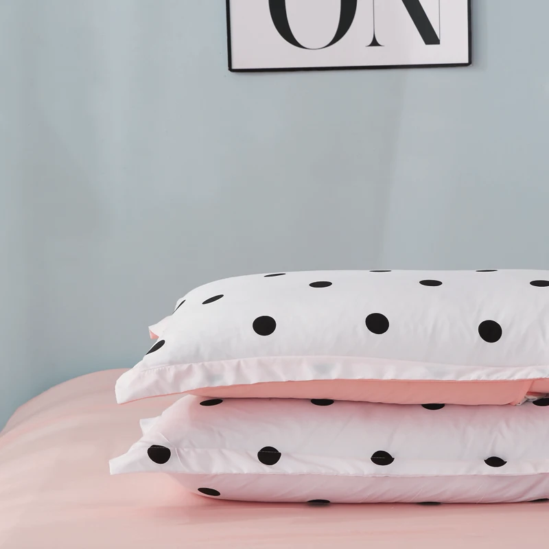 ParkShin Dot Art White Pink Bed Cover Set Decor Home Bedding Set Textile Bedroom Adult Girl Duvet Cover Flat Sheet Bed Linen Set
