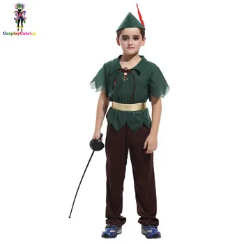 

Boys Halloween Uniform Child Peter Pan Cosplay Costumes Robin Hood Prince Of Thieves Peter Pan Fancy Dress Costume 110-140 cm