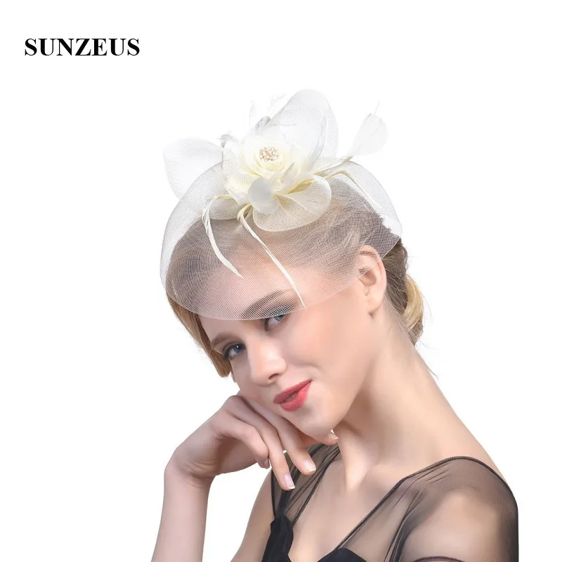 Bridal Hats with Flora Elegant Wedding Accessories Bride Hats White Fascinator Women's Formal Occasion bibi mariage SH30