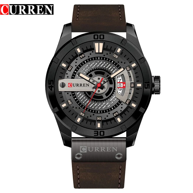 

CURREN 8301 Mens Watches Top Brand Luxury Watch Men Date Display Leather Strap Creative Quartz Wrist Watches relogio masculino