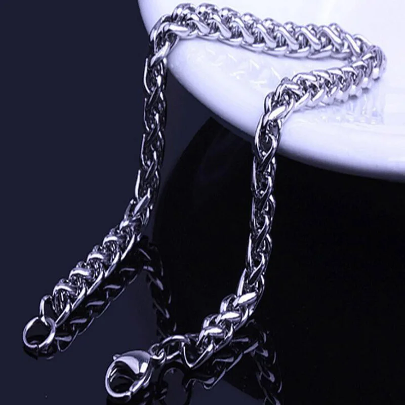 Модные мужские стальные браслеты диаметром 3-6 мм, серебристые мужские браслеты с цепочкой, модные ювелирные изделия