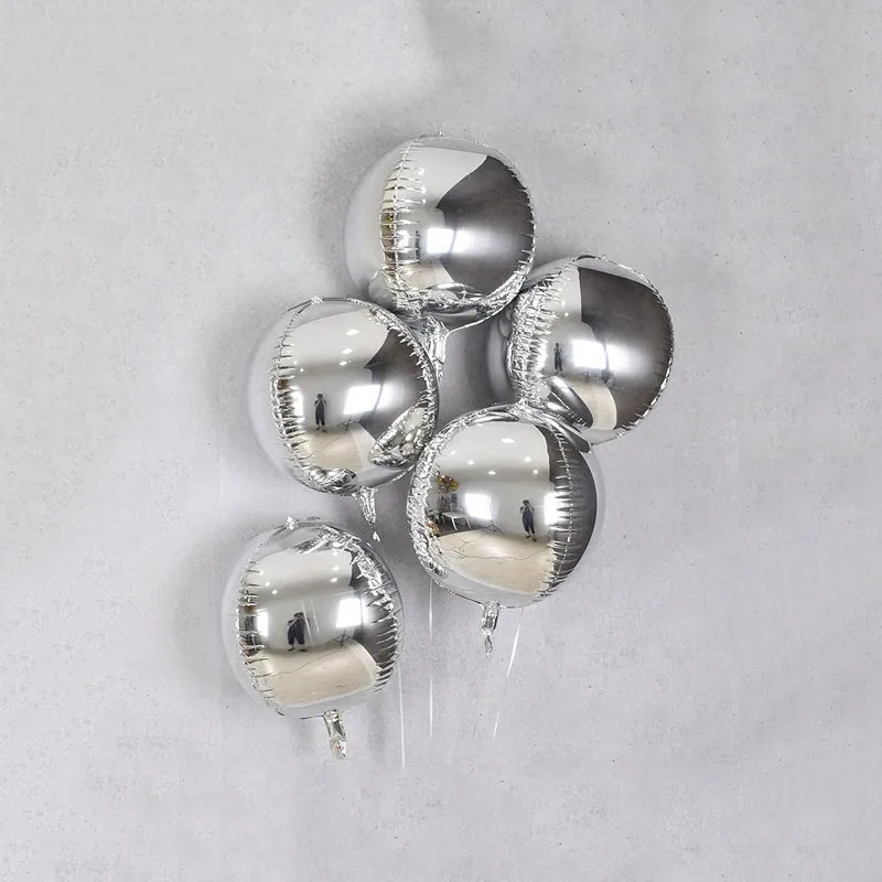 1pc 22inch 4D Round Metallic Dimensional Gold Silver Foil Balloons