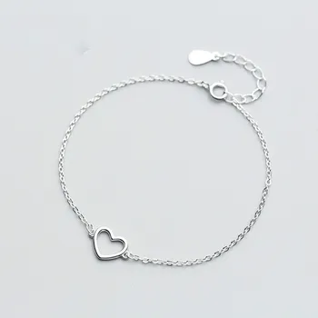 

100% 925 Sterling Silver Fashion Women's Jewelry Hollow Heart Bracelet 15.5cm For Gift Girl Lady Drop Shipping
