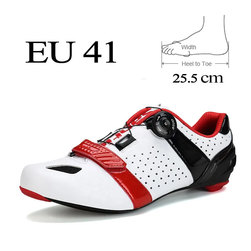 Santic/Мужская обувь для езды на велосипеде из углеродного волокна; обувь для гонок на велосипеде; обувь для езды на велосипеде; самоблокирующаяся спортивная обувь; Sapatilha Ciclismo - Цвет: White 41