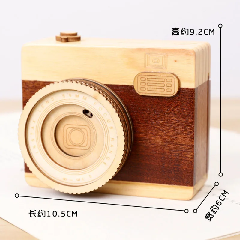 1 шт. креативная деревянная музыкальная шкатулка для камеры, модная классическая модель, подарок на день рождения для детей, домашнее украшение, поделки для женщин
