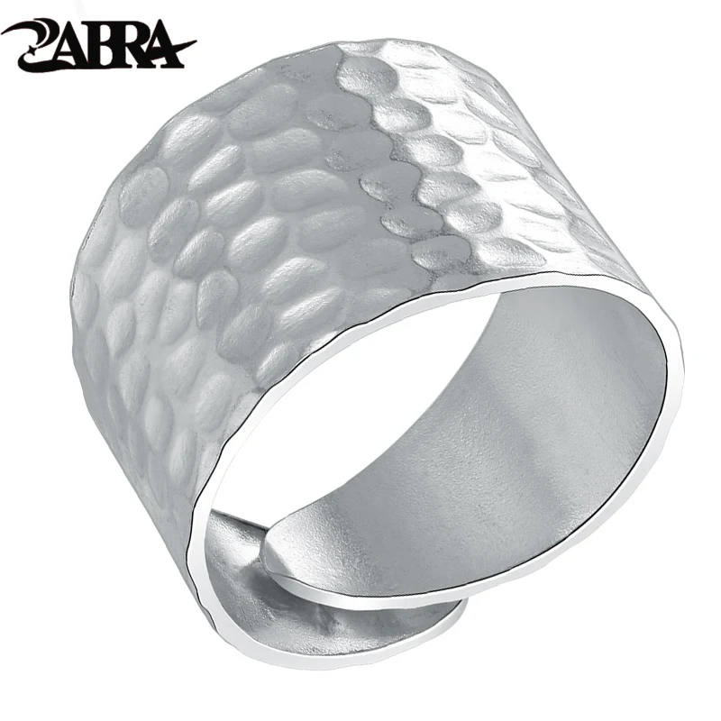 ZABRA Solid 925 Sterling Silver Opening 16mm Wide Water Ripples Women Ring Wedding Engagement Love Fashion Gift for Girl Jewelry