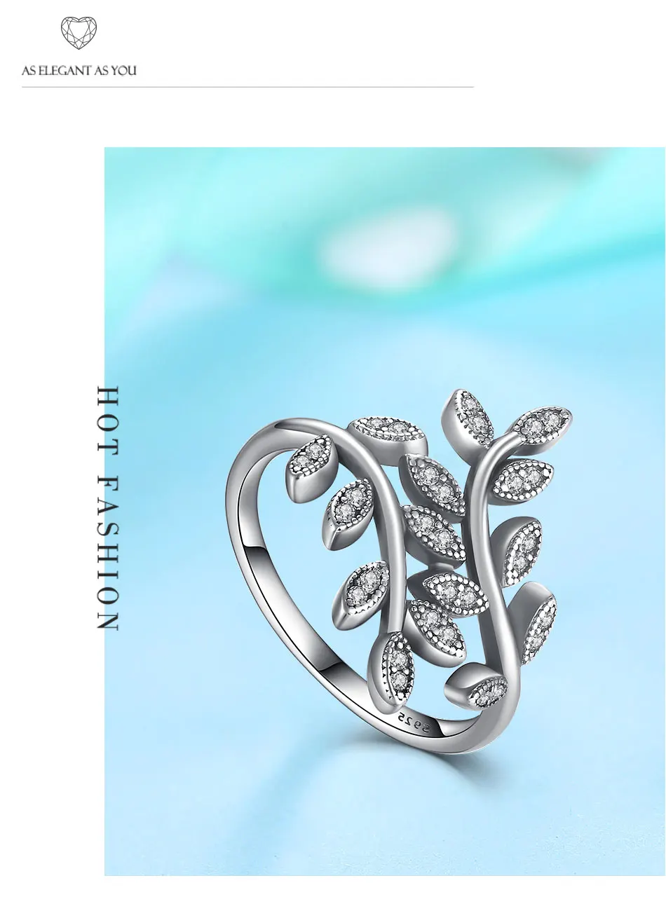 Подлинный eleshe 925 пробы Серебряное кольцо на палец с кристаллом CZ Роскошные ювелирные изделия Модные кольца для женщин