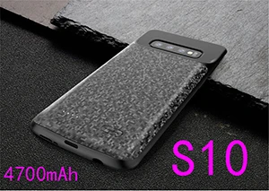 Чехол для аккумулятора samsung Galaxy S10, 4700 мА-ч, внешняя, перезаряжаемая портативная банка питания, тонкая дополнительная упаковка, запасная зарядка S10 Plus - Цвет: S10  black