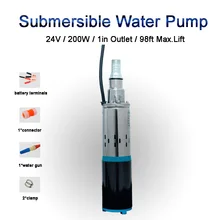 

Screw Pump DC24V 200W High Flow Farm Domestic Submersible Pump Deep Well Pump 1056GPH98ft Head Solar Powered 1in Outlet 3in DIA