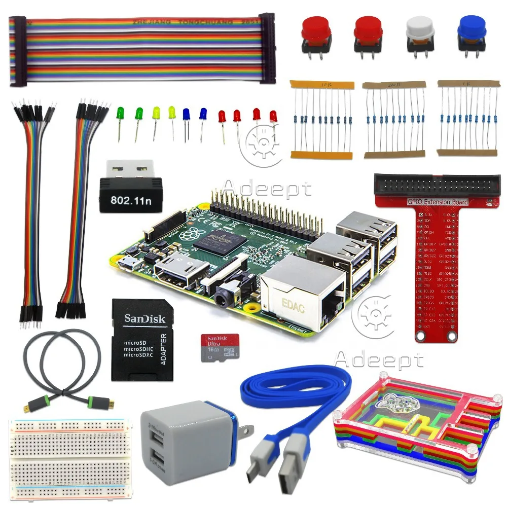 Free shipping raspberry pi 3 ultimate starter kit wifi hdmi rainbow