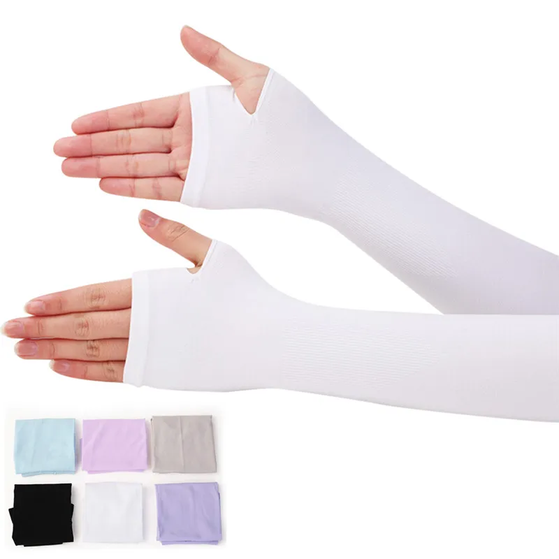 Cotton Long Fingerless Gloves Women Sunscreen Arm Warmer Half Finger Cuff Sun Hand Protection Anti-UV Long Gloves