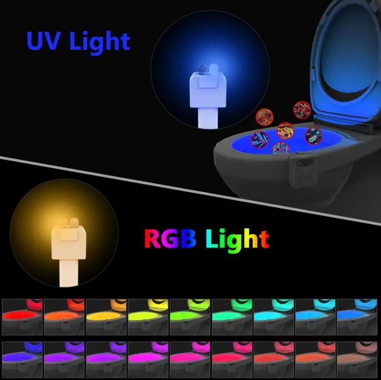 SOL светодио дный LED 16-color УФ дезинфицирующее средство Туалет осветительный прибор в виде чаши ночник движения сенсор светодио дный