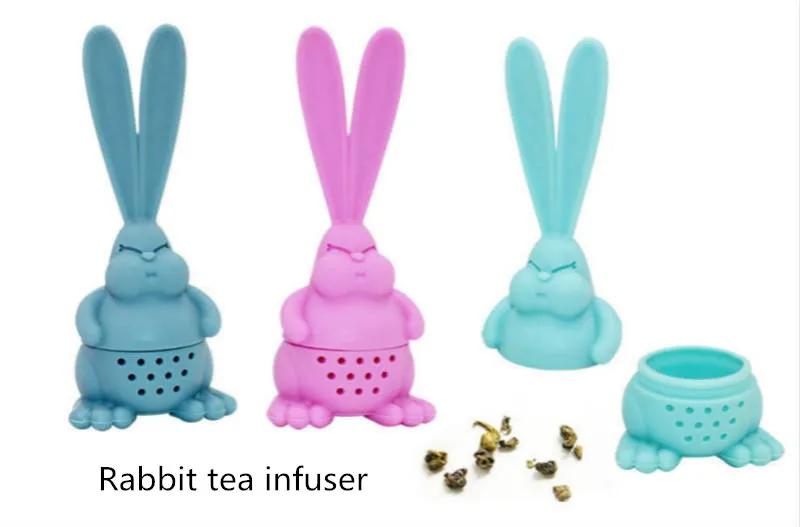 

100pcs Tea Strainer Healthy Rabbit Shape Silicone Tea Infuser Reusable Tea Bag Tea&Coffee Strainer Teapot Accessory