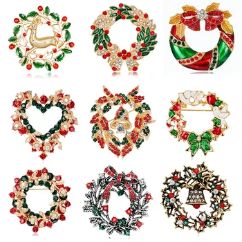 

mix Customized sliver Christmas bow tie wreath Type Breast lapel Pin badge brooches dress decoration