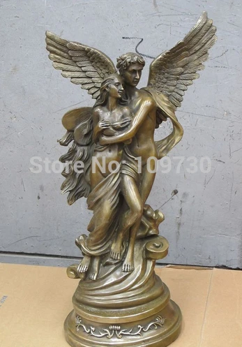 

002320 19"Western Art beautiful Bronze Statue beauty and nude Cupid love god statue